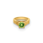 Load image into Gallery viewer, 14K Yellow Gold Ring With Light Green Glass Stone Charm Pendant
