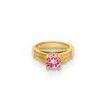 Load image into Gallery viewer, 14K Yellow Gold Ring With Light Pink CZ Charm Pendant
