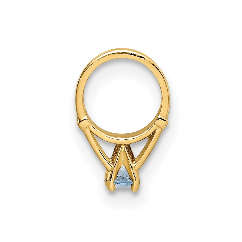 14K Yellow Gold Ring With Light Blue CZ Charm Pendant