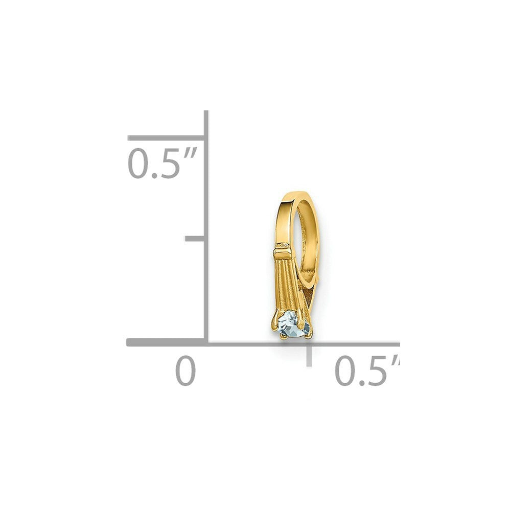 14K Yellow Gold Ring With Light Blue CZ Charm Pendant