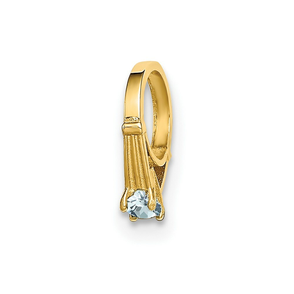 14K Yellow Gold Ring With Light Blue CZ Charm Pendant