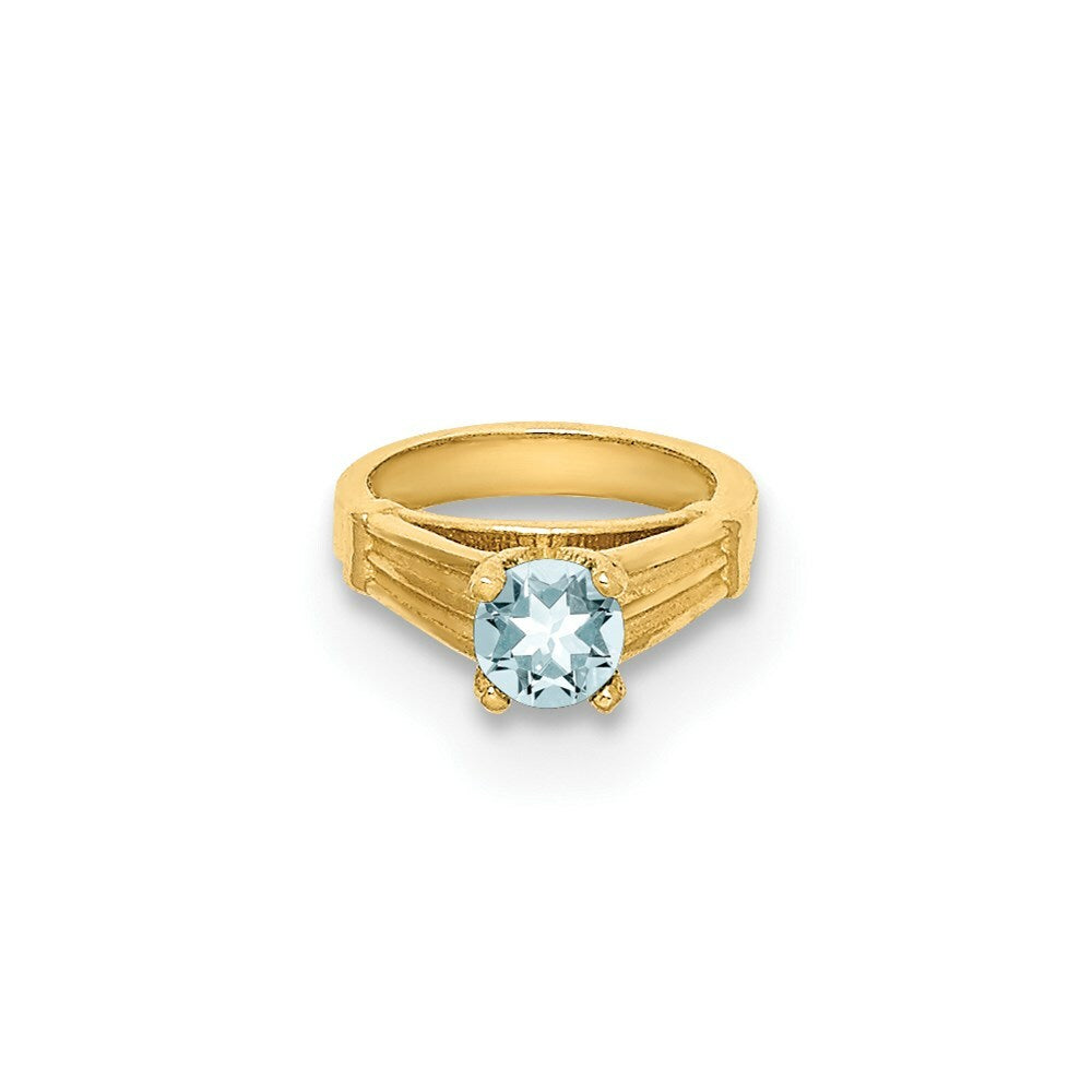 14K Yellow Gold Ring With Light Blue CZ Charm Pendant