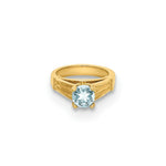 Load image into Gallery viewer, 14K Yellow Gold Ring With Light Blue CZ Charm Pendant
