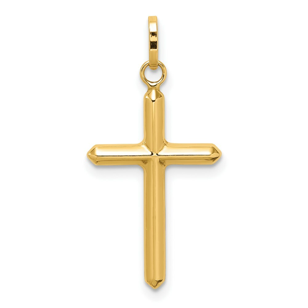 14K Yellow Gold Polished Hollow Latin Cross Charm Pendant