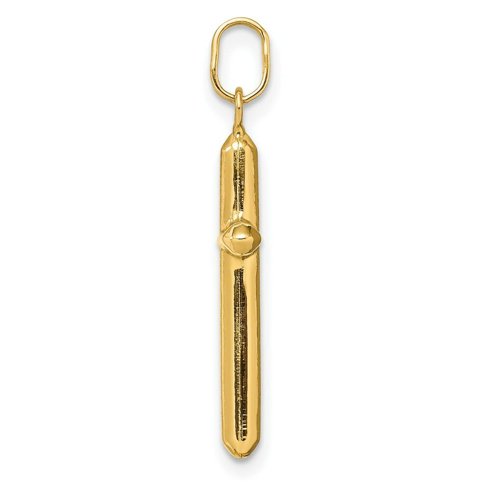 14K Yellow Gold Polished Hollow Latin Cross Charm Pendant