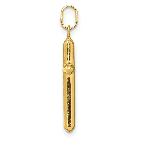 14K Yellow Gold Polished Hollow Latin Cross Charm Pendant