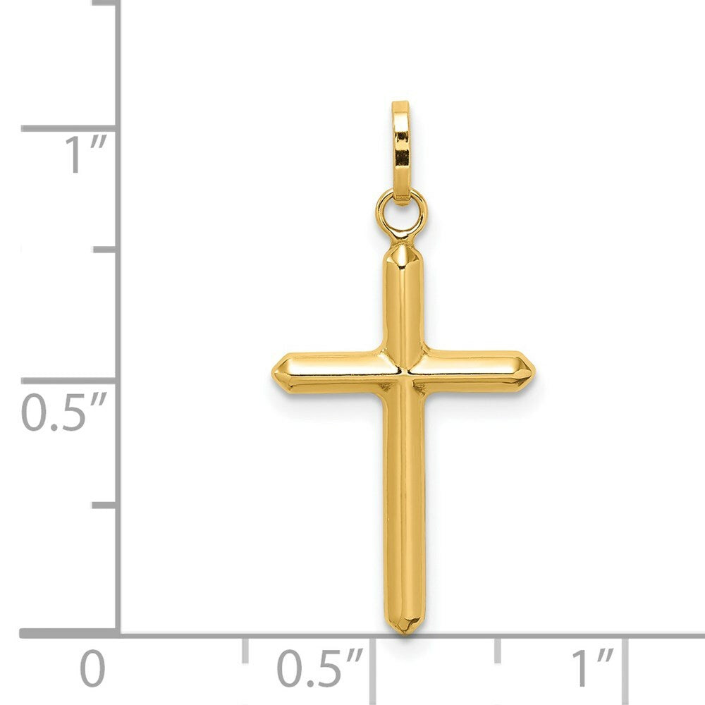 14K Yellow Gold Polished Hollow Latin Cross Charm Pendant