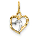 Load image into Gallery viewer, 14K Yellow Gold with White Rhodium Polished Hearts Pendant
