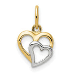 Load image into Gallery viewer, 14K Yellow Gold with White Rhodium Polished Hearts Pendant
