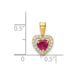 Load image into Gallery viewer, 14K Yellow Gold Polished Red &amp; Clear CZ Heart Pendant
