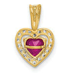 Load image into Gallery viewer, 14K Yellow Gold Polished Red &amp; Clear CZ Heart Pendant
