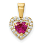 Load image into Gallery viewer, 14K Yellow Gold Polished Red &amp; Clear CZ Heart Pendant

