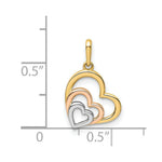 Load image into Gallery viewer, 14K Yellow Gold With Rose with White Rhodium Polished 3 Hearts Pendant
