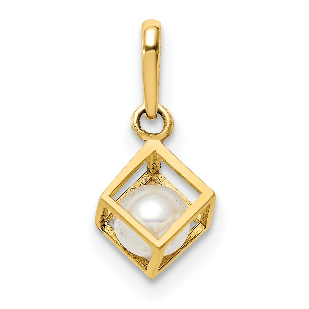 14K Yellow Gold Square With FWC Pearl Pendant
