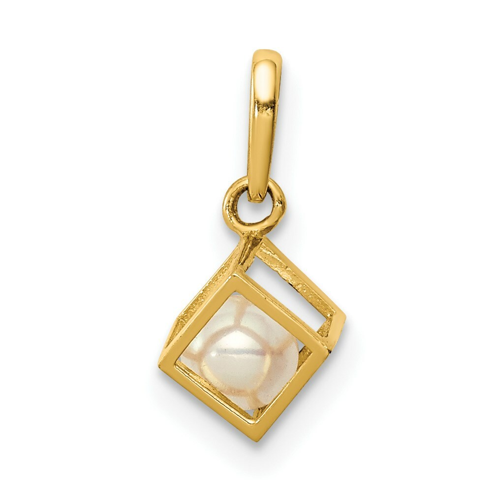 14K Yellow Gold Square With FWC Pearl Pendant