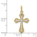 Load image into Gallery viewer, 14K Yellow Gold with White Rhodium CZ Cross Pendant

