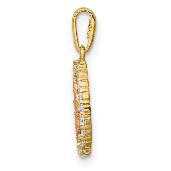 14K Two-Tone Gold Our Lady of Guadalupe CZ Pendant