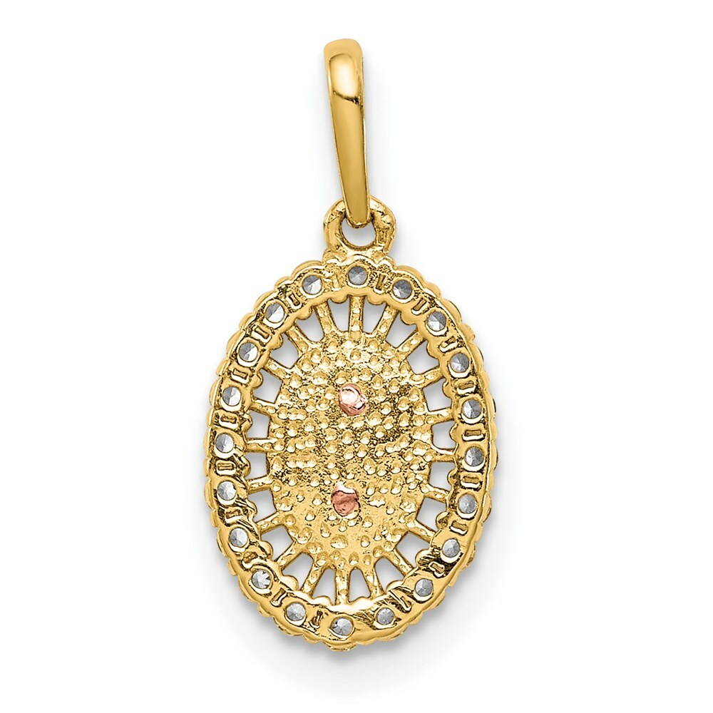 14K Two-Tone Gold Our Lady of Guadalupe CZ Pendant