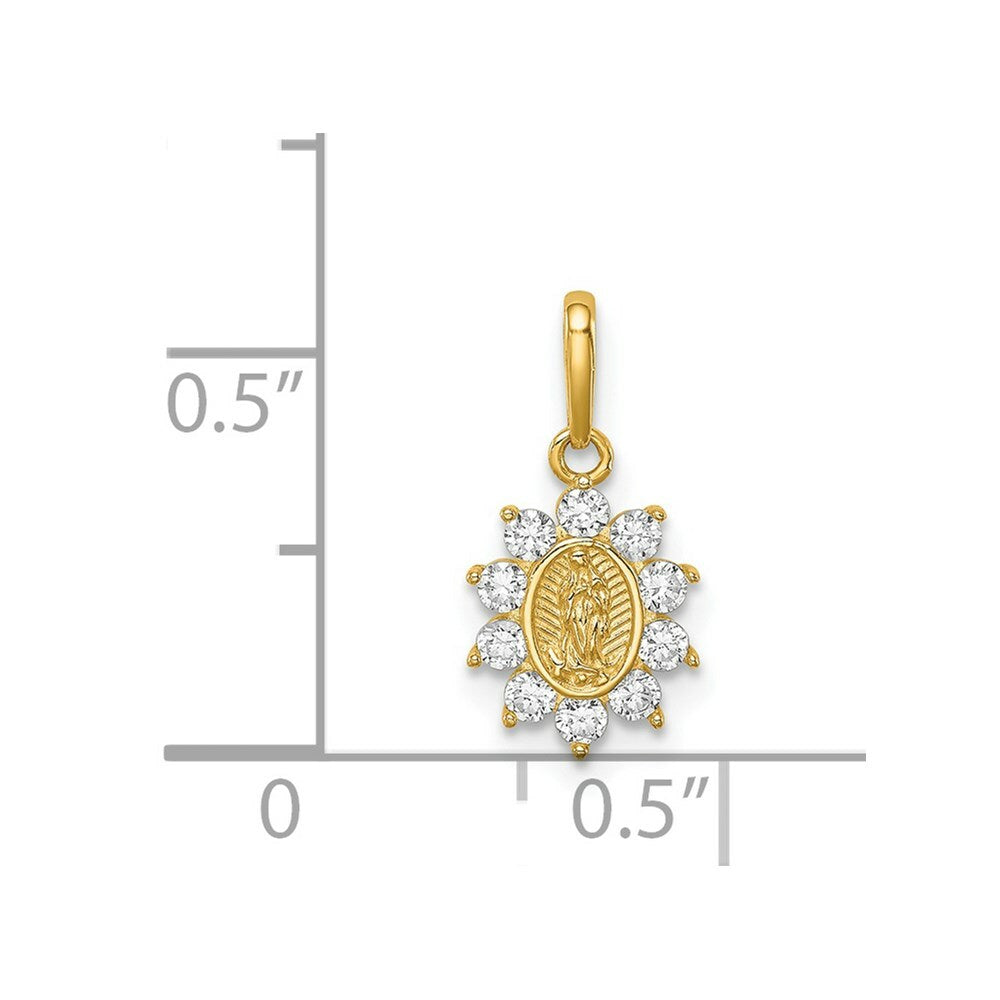 14K Yellow Gold Our Lady of Guadalupe CZ Pendant