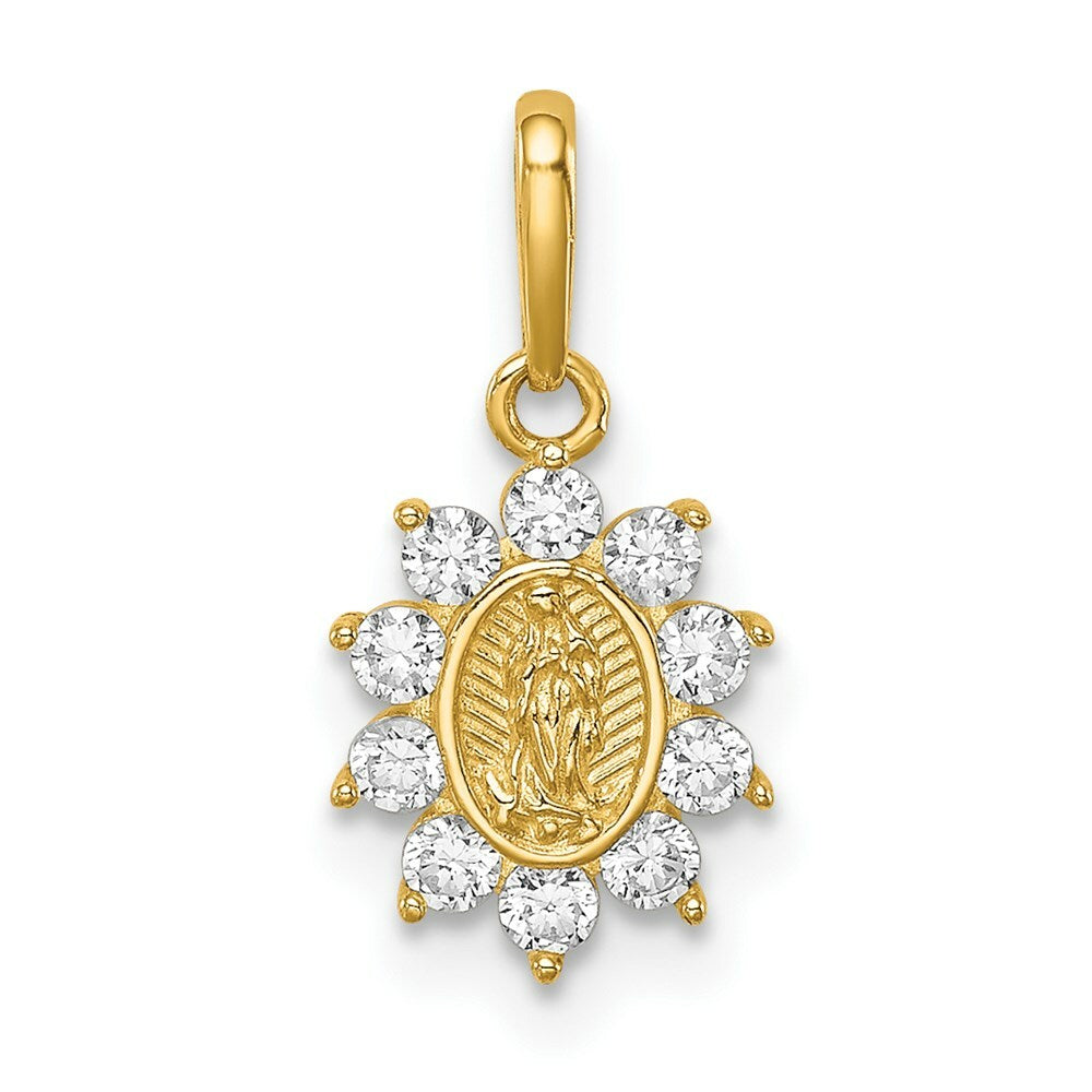 14K Yellow Gold Our Lady of Guadalupe CZ Pendant
