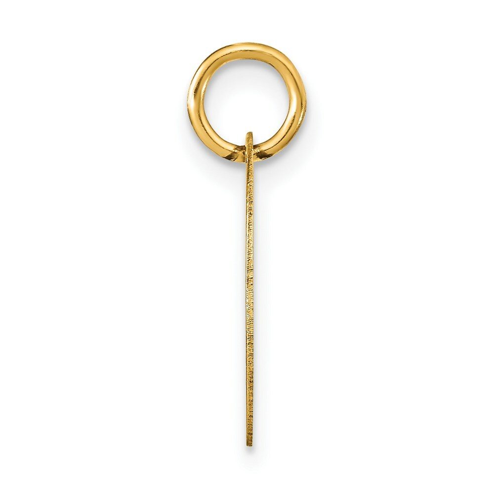 14K Yellow Gold Polished Letter A Black Epoxy Initial Disk Charm Pendant
