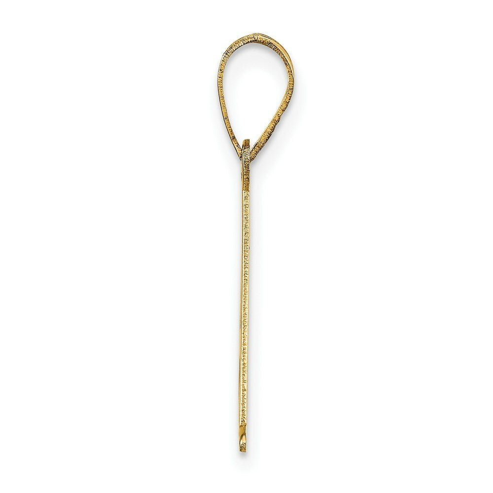 14K Yellow Gold Polished Etched Letter A Initial Pendant
