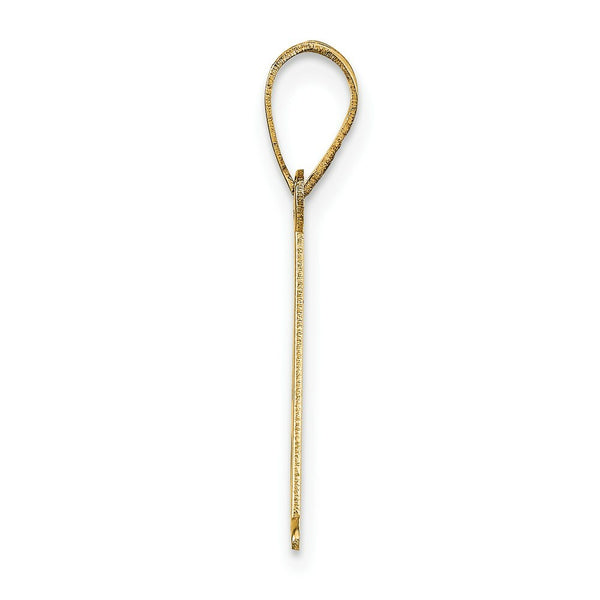 14K Yellow Gold Polished Etched Letter A Initial Pendant