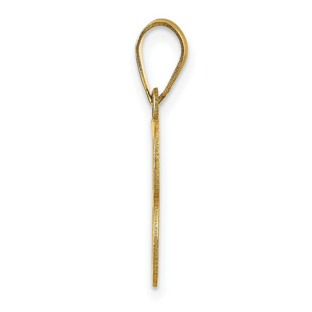 14K Yellow Gold Polished Etched Letter B Initial Pendant