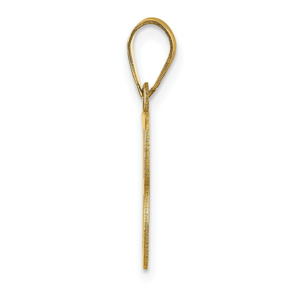 14K Yellow Gold Polished Etched Letter B Initial Pendant