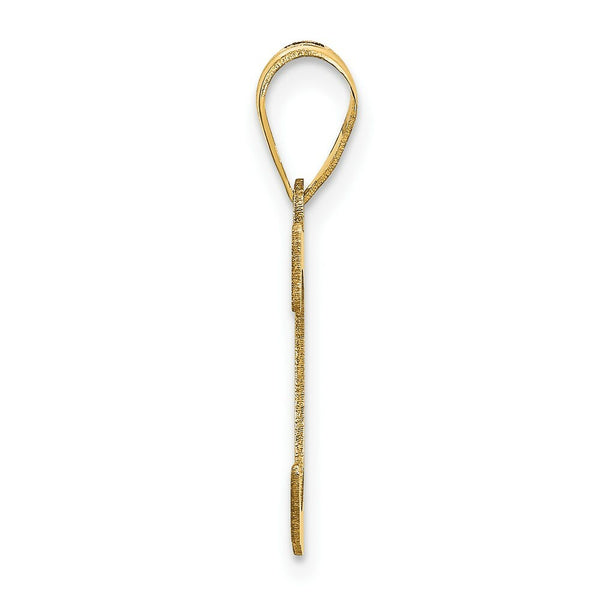 14K Yellow Gold Polished Etched Letter C Initial Pendant