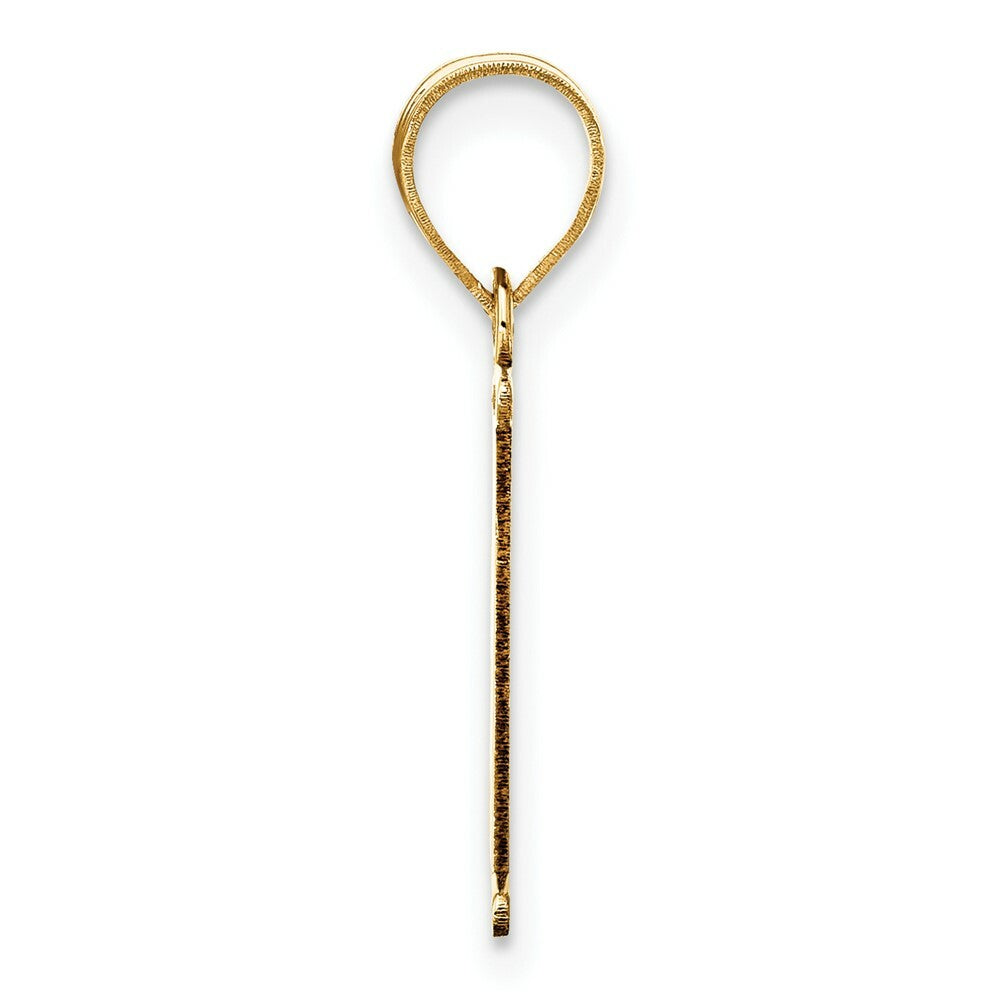 14K Yellow Gold Polished Etched Letter E Initial Pendant