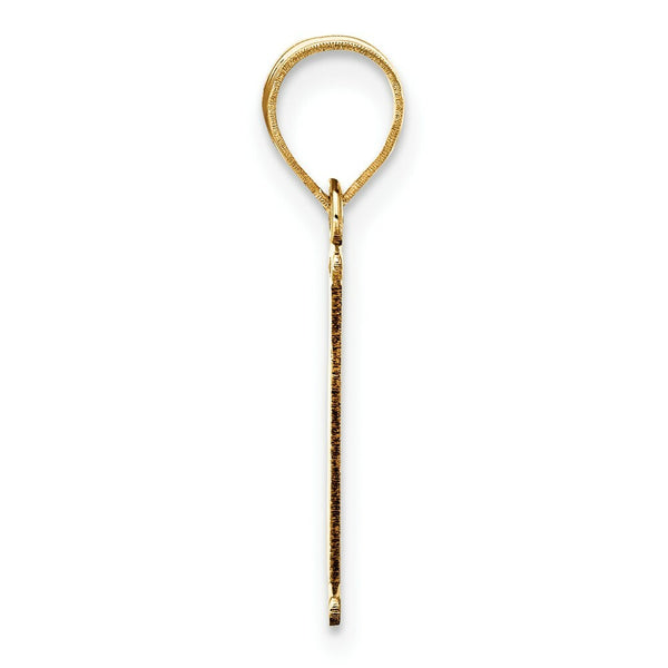 14K Yellow Gold Polished Etched Letter E Initial Pendant