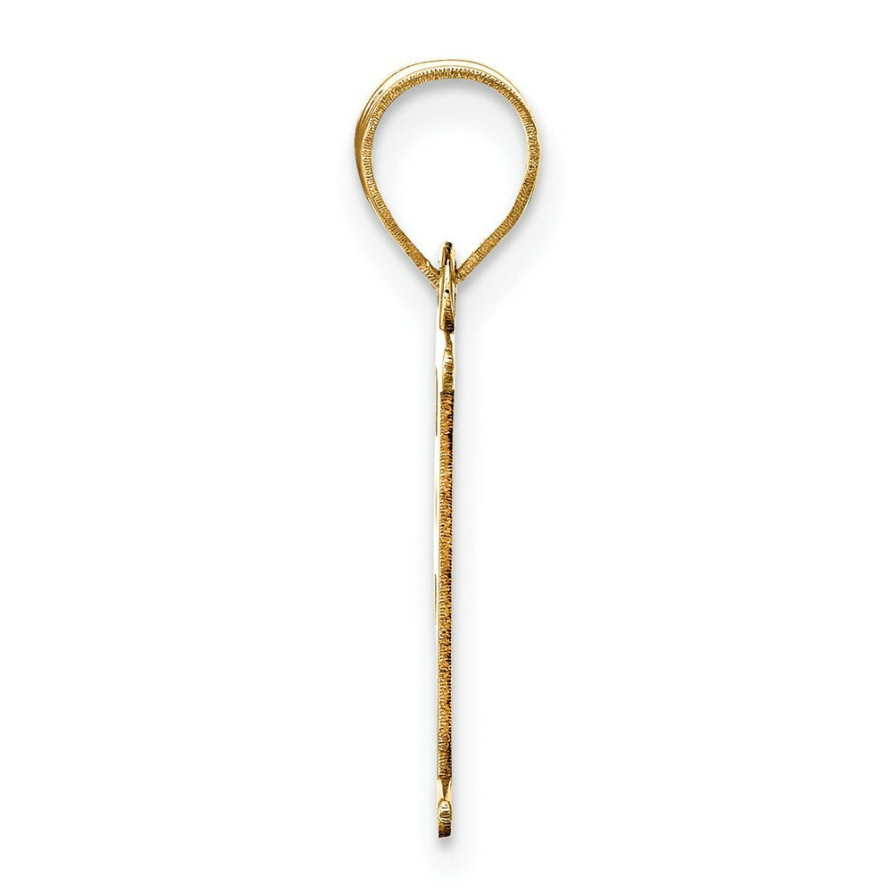 14K Yellow Gold Polished Etched Letter F Initial Pendant