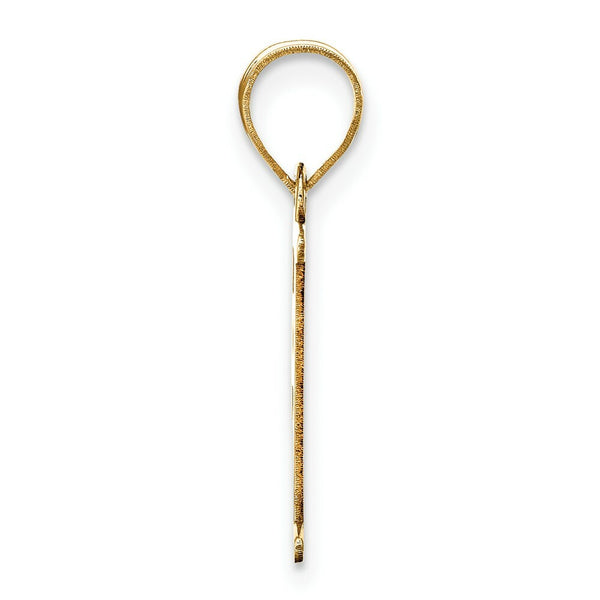 14K Yellow Gold Polished Etched Letter F Initial Pendant