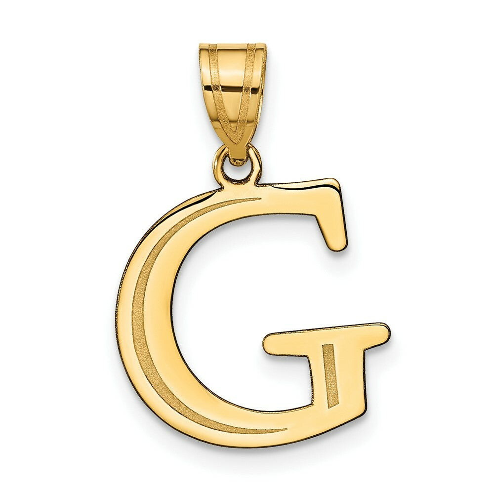 14K Yellow Gold Polished Etched Letter G Initial Pendant