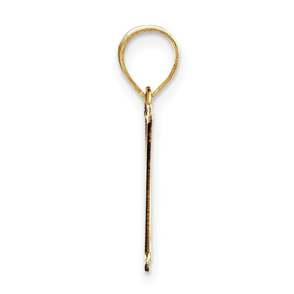 14K Yellow Gold Polished Etched Letter H Initial Pendant
