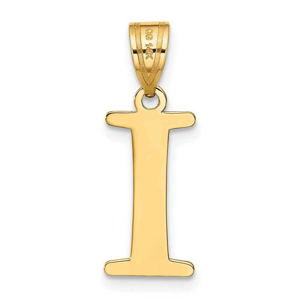 14K Yellow Gold Polished Etched Letter I Initial Pendant