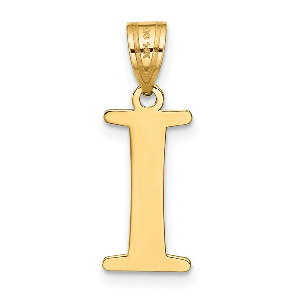 14K Yellow Gold Polished Etched Letter I Initial Pendant