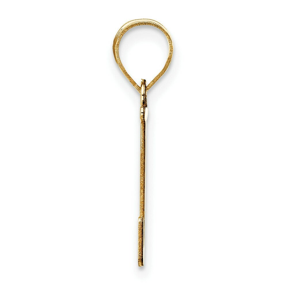 14K Yellow Gold Polished Etched Letter J Initial Pendant
