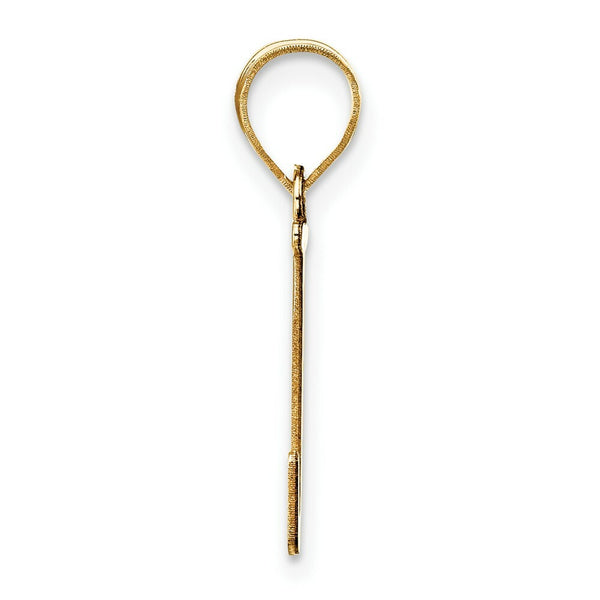 14K Yellow Gold Polished Etched Letter J Initial Pendant