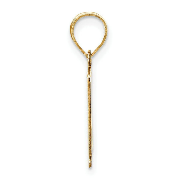 14K Yellow Gold Polished Etched Letter K Initial Pendant