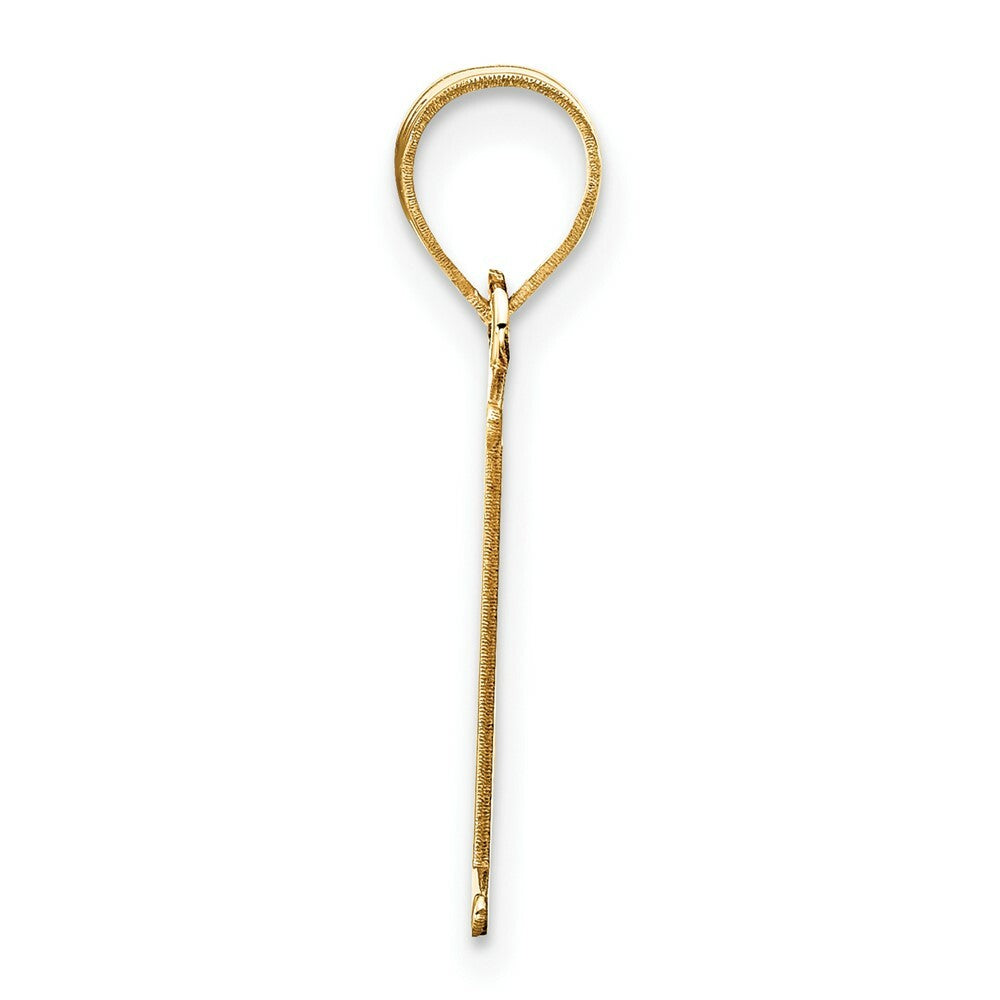 14K Yellow Gold Polished Etched Letter L Initial Pendant