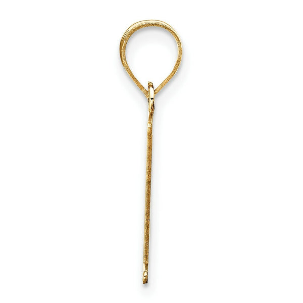14K Yellow Gold Polished Etched Letter L Initial Pendant