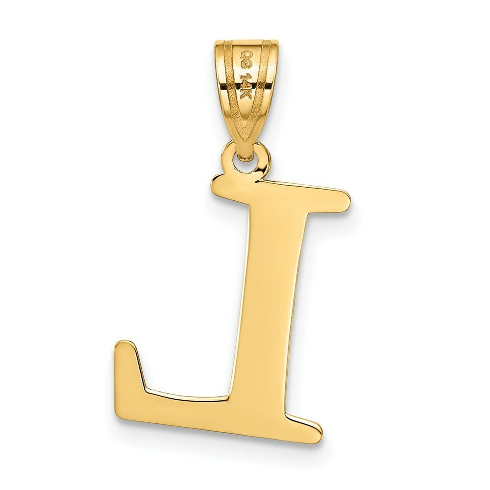 14K Yellow Gold Polished Etched Letter L Initial Pendant