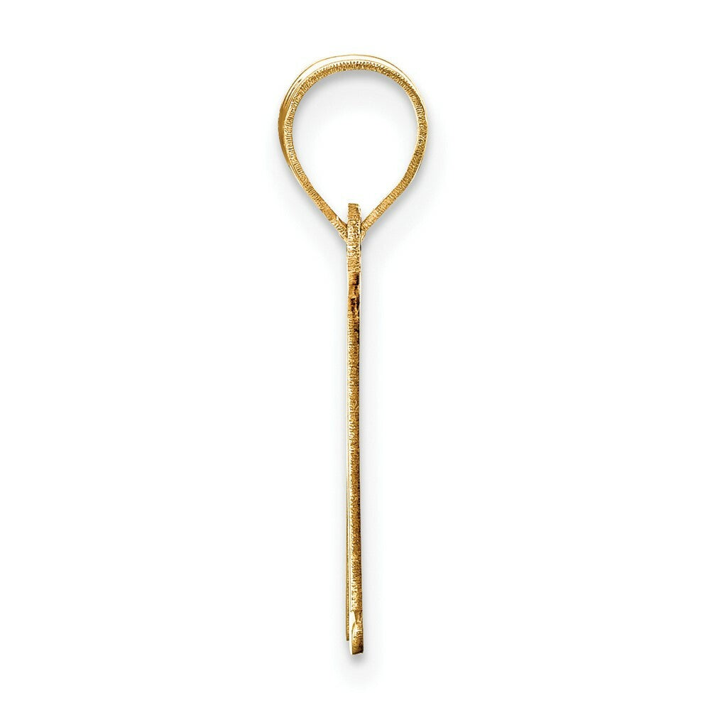14K Yellow Gold Polished Etched Letter M Initial Pendant