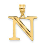 Load image into Gallery viewer, 14K Yellow Gold Polished Etched Letter N Initial Pendant
