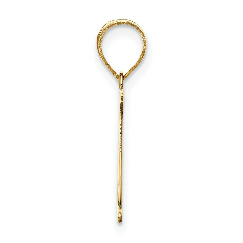 14K Yellow Gold Polished Etched Letter N Initial Pendant