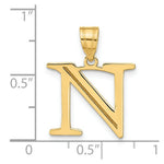 Load image into Gallery viewer, 14K Yellow Gold Polished Etched Letter N Initial Pendant
