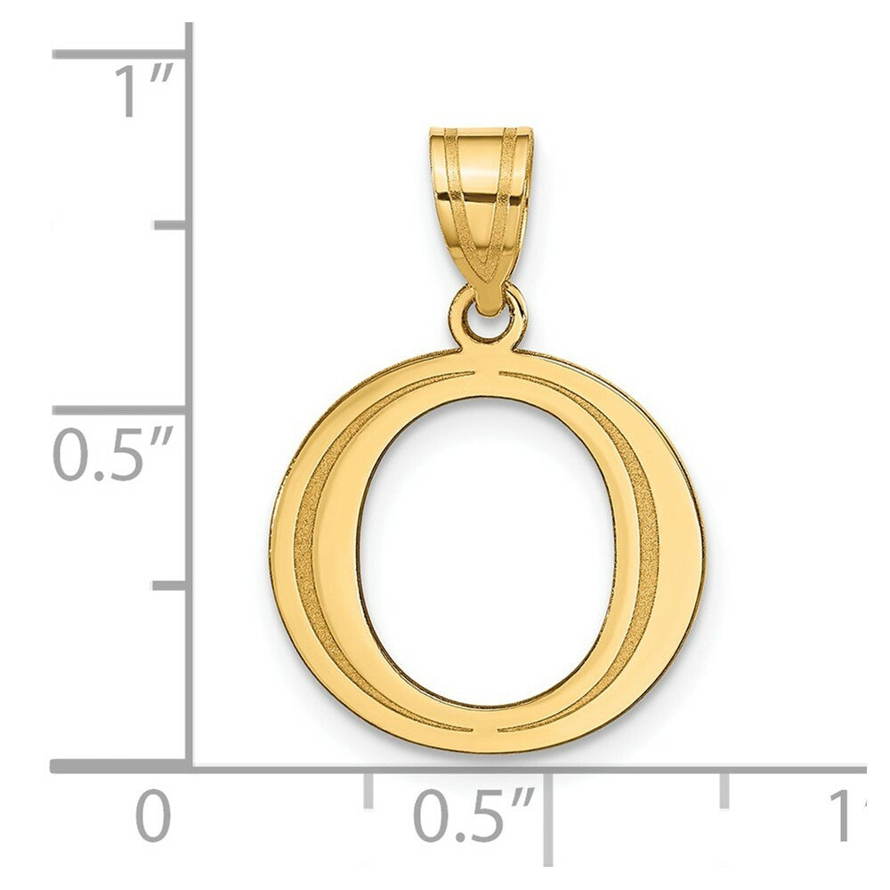 14K Yellow Gold Polished Etched Letter O Initial Pendant