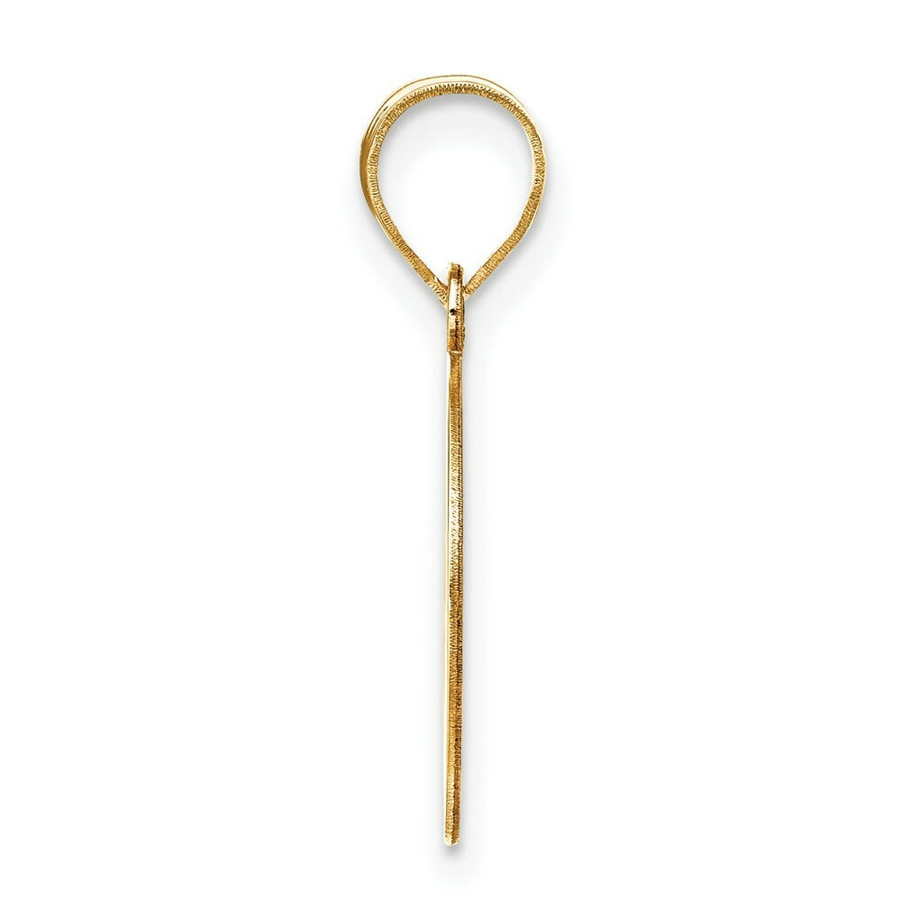 14K Yellow Gold Polished Etched Letter O Initial Pendant
